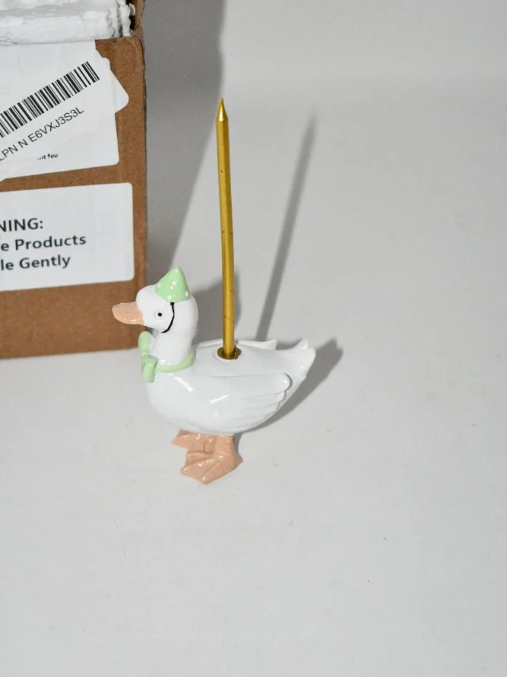 Mumufy Silly Goose Cake Candle Holder with Gold Birthday Candle, NWT Condition: